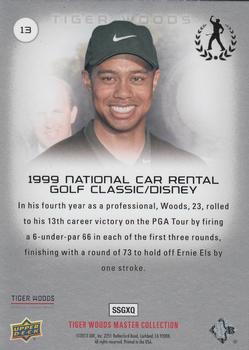 2013 Upper Deck Tiger Woods Master Collection #13 1999 National Car Rental Golf Classic/Disney Back