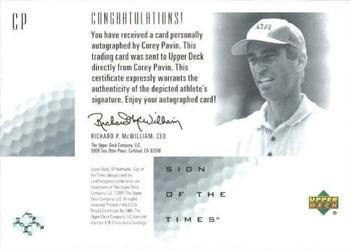 2001 SP Authentic - Sign of the Times #CP Corey Pavin Back