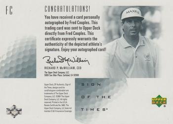 2001 SP Authentic - Sign of the Times #FC Fred Couples Back
