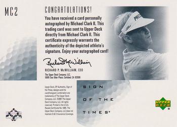 2001 SP Authentic - Sign of the Times #MC2 Michael Clark II Back