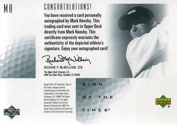 2001 SP Authentic - Sign of the Times #MH Mark Hensby Back