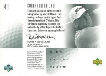 2001 SP Authentic - Sign of the Times #MO Mark O'Meara Back