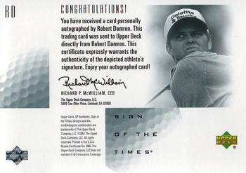 2001 SP Authentic - Sign of the Times #RD Robert Damron Back