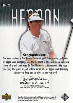 2001 SP Authentic - Tour Swatch #TH-TS Tim Herron Back