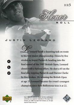 2001 SP Authentic - Honor Roll #HR5 Justin Leonard Back