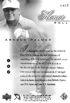 2001 SP Authentic - Honor Roll #HR15 Arnold Palmer Back