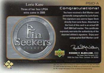 2004 Upper Deck - Pin Seekers Penned Silver #PS10A Lorie Kane Back