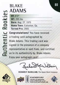 2014 SP Authentic #80 Blake Adams Back