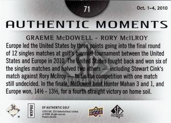 2014 SP Authentic #71 Rory McIlroy / Graeme McDowell Back