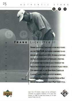 2001 Upper Deck - SP Authentic Preview #25 Frank Lickliter II Back