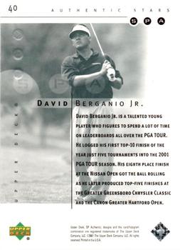 2001 Upper Deck - SP Authentic Preview #40 David Berganio Back