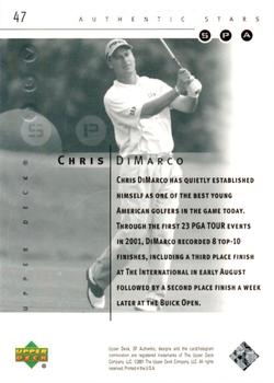 2001 Upper Deck - SP Authentic Preview #47 Chris DiMarco Back