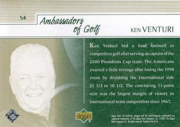 2001 Upper Deck - SP Authentic Preview #54 Ken Venturi Back