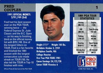 1992 Pro Set PGA Tour - Promos #1 Fred Couples Back