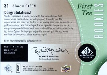 2014 SP Game Used #31 Simon Dyson Back