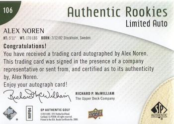 2014 SP Authentic - Limited Autographs #106 Alex Noren Back