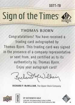 2014 SP Authentic - Sign of the Times #SOTT-TB Thomas Bjorn Back