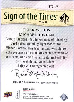 2014 SP Authentic - Sign of the Times Duals #ST2-JW Michael Jordan / Tiger Woods Back
