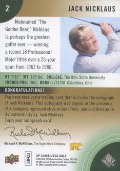 2014 SP Game Used - Spectrum Autographs #2 Jack Nicklaus Back