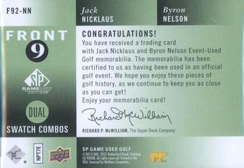 2014 SP Game Used - Front Nine Fabrics Duals #F92-NN Jack Nicklaus / Byron Nelson Back