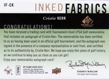 2014 SP Game Used - Inked Fabrics Spectrum #IF-CK Cristie Kerr Back