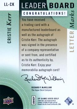 2014 SP Game Used - Leader Board Letter Marks #LL-CK Cristie Kerr Back