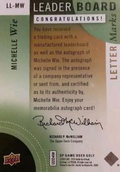 2014 SP Game Used - Leader Board Letter Marks #LL-MW Michelle Wie Back