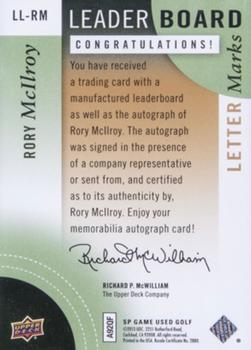 2014 SP Game Used - Leader Board Letter Marks #LL-RM Rory McIlroy Back