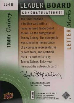 2014 SP Game Used - Leader Board Letter Marks #LL-TG Tommy Gainey Back