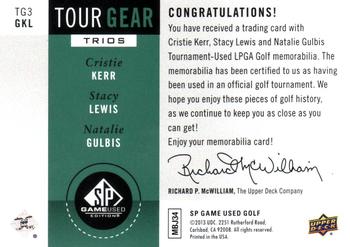 2014 SP Game Used - Tour Gear Triple #TG3GKL Natalie Gulbis / Cristie Kerr / Stacy Lewis Back