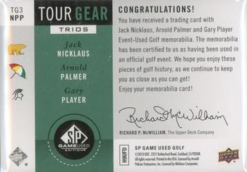 2014 SP Game Used - Tour Gear Triple #TG3NPP Jack Nicklaus / Arnold Palmer / Gary Player Back