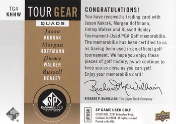 2014 SP Game Used - Tour Gear Quad Gold #TG4KHHW Jason Kokrak / Morgan Hoffmann / Russell Henley / Jimmy Walker Back