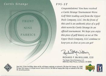 2002 SP Game Used - Front 9 Fabric #F9S-ST Curtis Strange Back