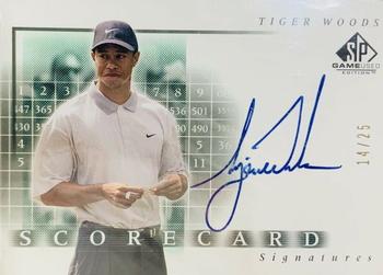2002 SP Game Used - Scorecard Signatures 25 #SS-TW Tiger Woods Front