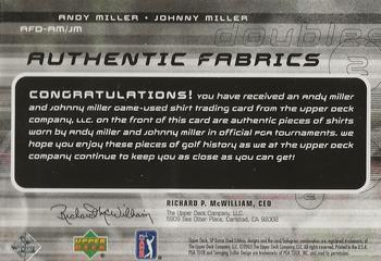 2003 SP Game Used - Authentic Fabrics Doubles #JMAM Johnny Miller / Andy Miller Back