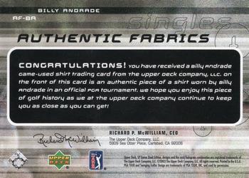 2003 SP Game Used - Authentic Fabrics Singles #AF-BA Billy Andrade Back