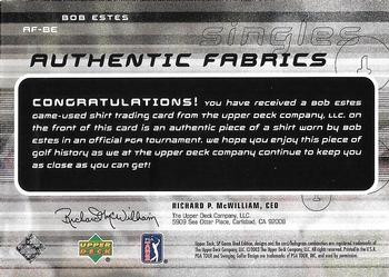 2003 SP Game Used - Authentic Fabrics Singles #AF-BE Bob Estes Back