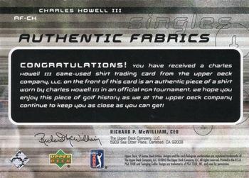 2003 SP Game Used - Authentic Fabrics Singles #AF-CH Charles Howell III Back