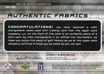 2003 SP Game Used - Authentic Fabrics Singles #AF-CM Colin Montgomerie Back
