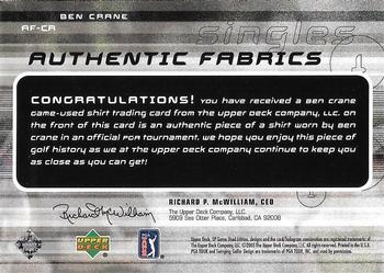 2003 SP Game Used - Authentic Fabrics Singles #AF-CR Ben Crane Back