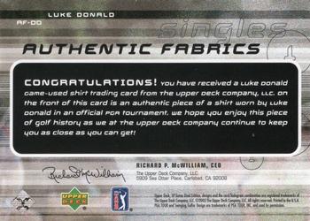 2003 SP Game Used - Authentic Fabrics Singles #AF-DO Luke Donald Back