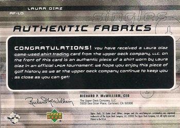 2003 SP Game Used - Authentic Fabrics Singles #AF-LD Laura Diaz Back