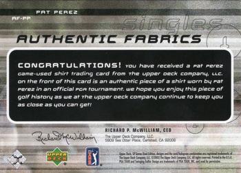 2003 SP Game Used - Authentic Fabrics Singles #AF-PP Pat Perez Back