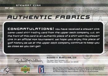 2003 SP Game Used - Authentic Fabrics Singles #AF-SC Stewart Cink Back