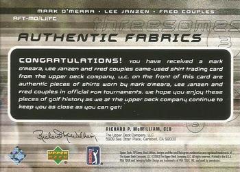 2003 SP Game Used - Authentic Fabrics Threesomes #OJC Mark O'Meara / Lee Janzen / Fred Couples Back