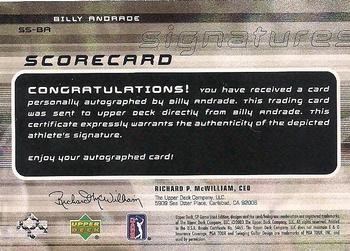 2003 SP Game Used - Scorecard Signatures #SS-BA Billy Andrade Back