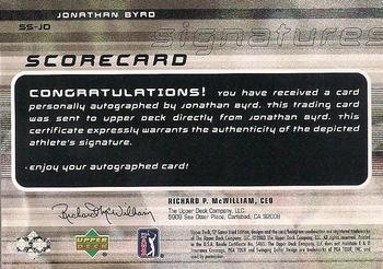 2003 SP Game Used - Scorecard Signatures #SS-JO Jonathan Byrd Back