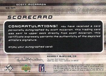 2003 SP Game Used - Scorecard Signatures #SS-SM Scott McCarron Back