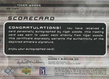 2003 SP Game Used - Scorecard Signatures #SS-TW4 Tiger Woods Back
