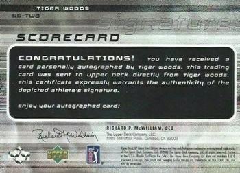 2003 SP Game Used - Scorecard Signatures #SS-TW8 Tiger Woods Back